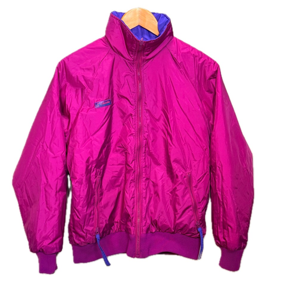 Columbia Sportswear Reversible Bomber Jacket Womens L Pink Purple SL5750 Vintage